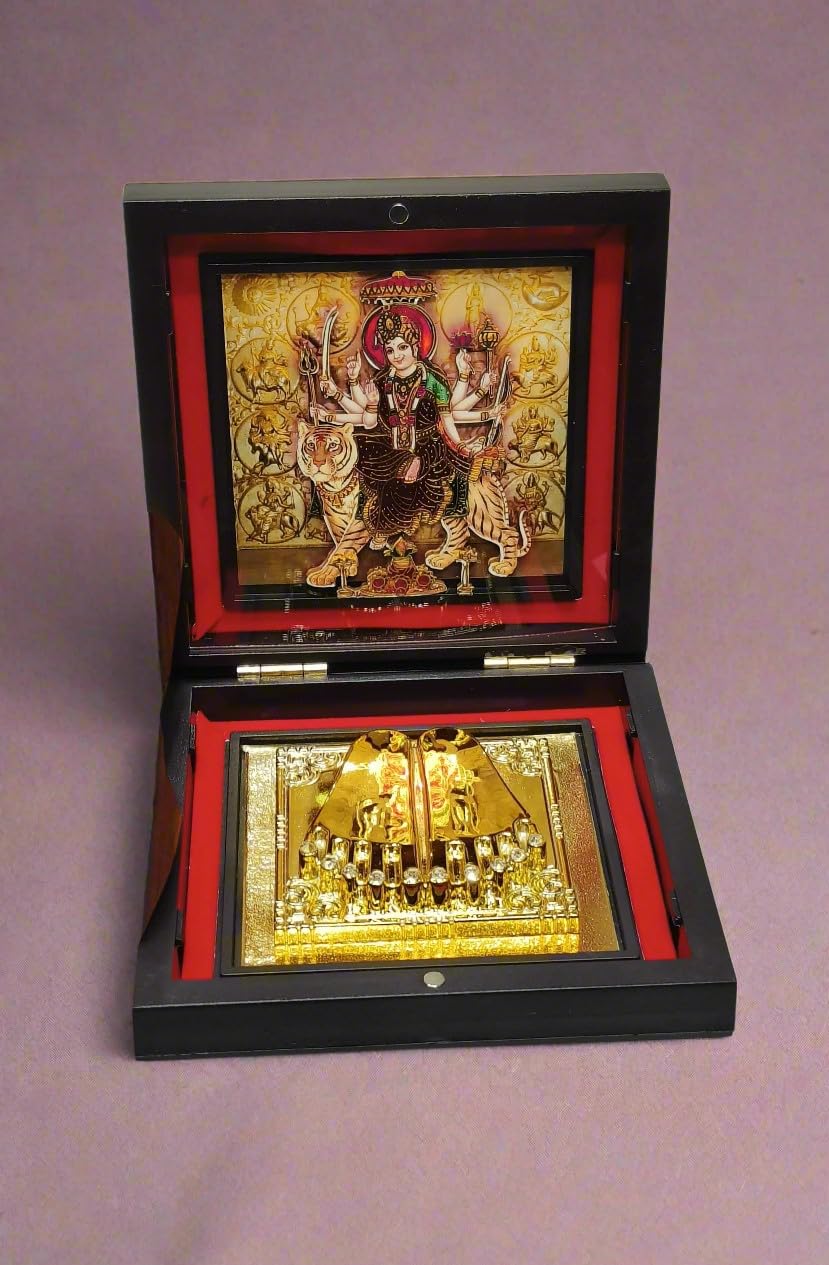 indiancraftbykanika Golden Lakshmi charan in Wooden Box/Frame for Home/Office/Gift Item